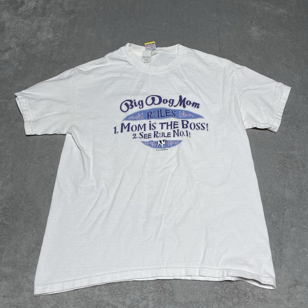 Vintage Big Dogs T Shirt Womens Small Medium White‎  Big Dog Mom Rules Y2K
